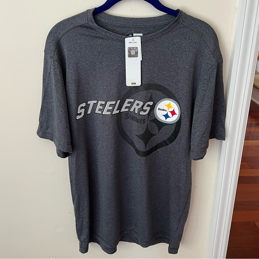 Men’s Pittsburgh Steelers NFL Dark Gray Dri-Fit Material Short Sleeve Top